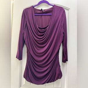 Maurices Ruched Purple/Burgandy Blouse with 3/4 Sleeves